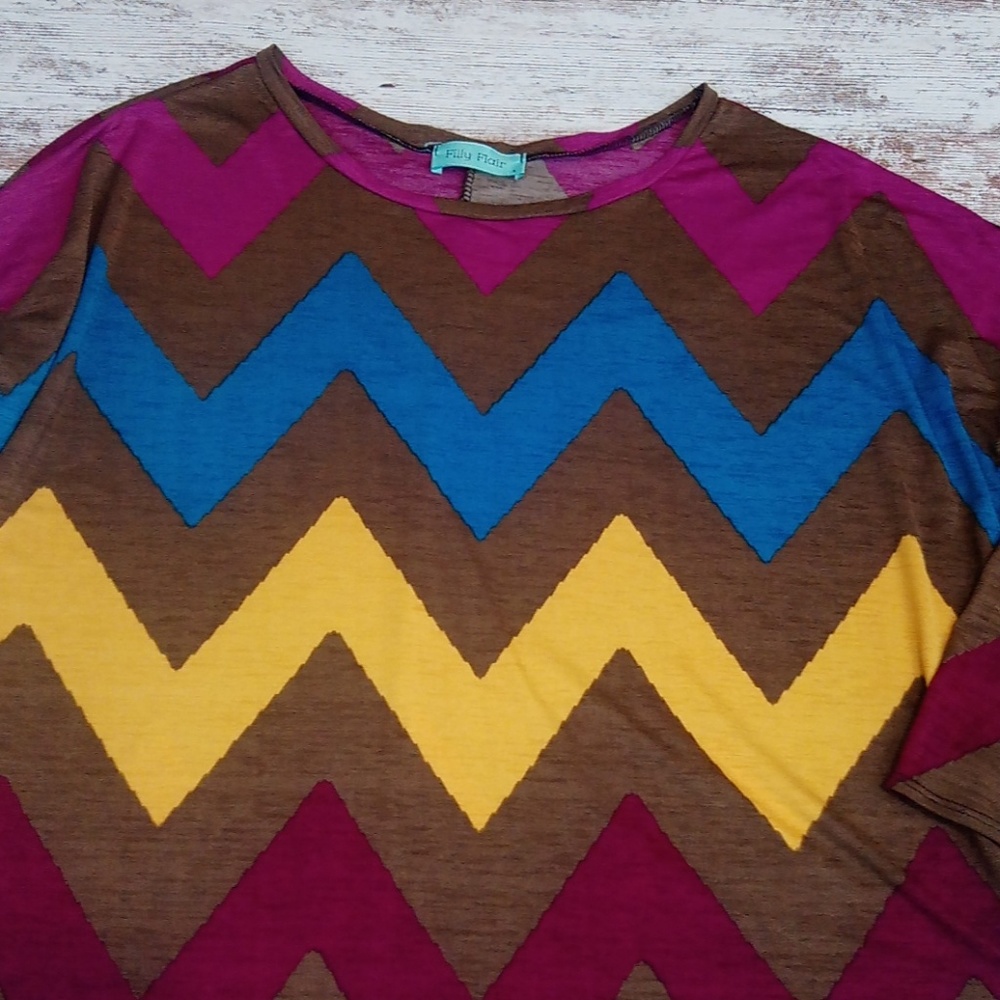 Filly Flair Multi Color Aztec Flowy Blouse Top - image 2